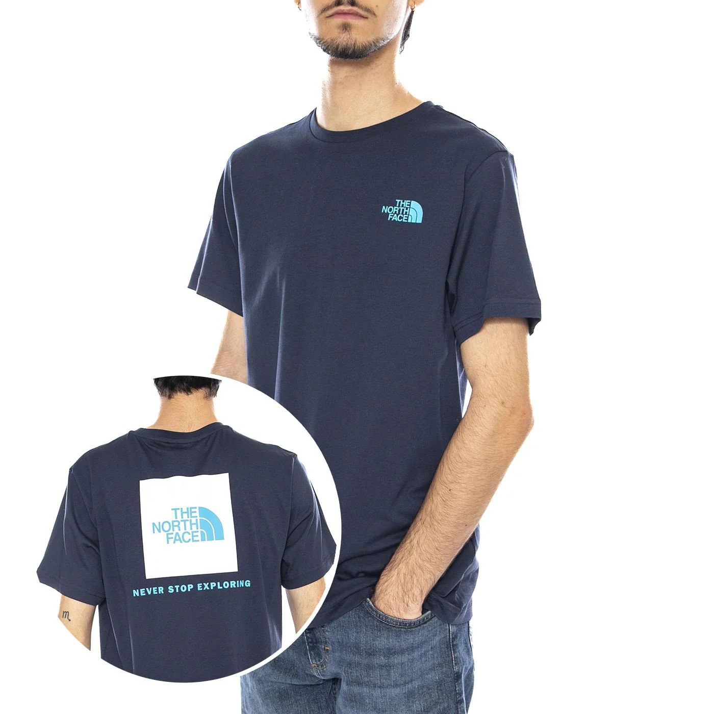 M SS Box NSE Tee Blue - Maglietta Girocollo Uomo Blu Uomo THE NORTH FACE