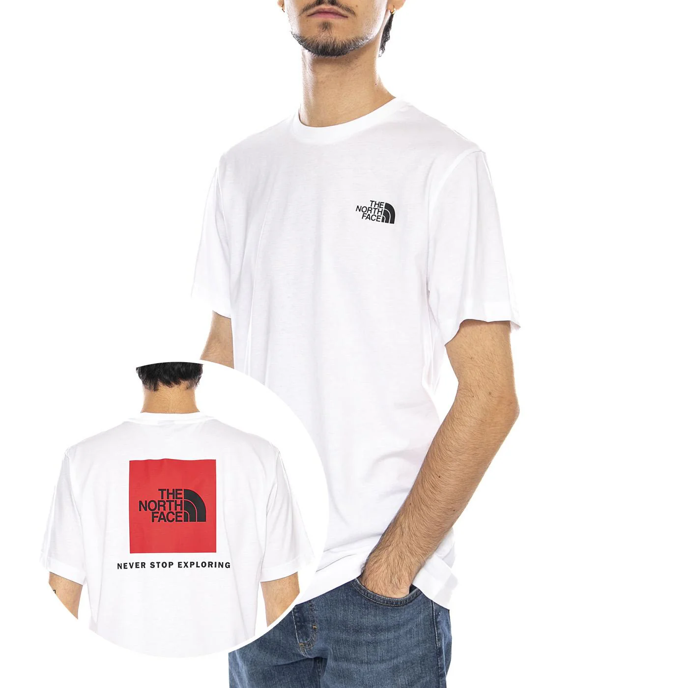 M SS Box NSE Tee White - Maglietta Girocollo Uomo Bianca Uomo THE NORTH FACE