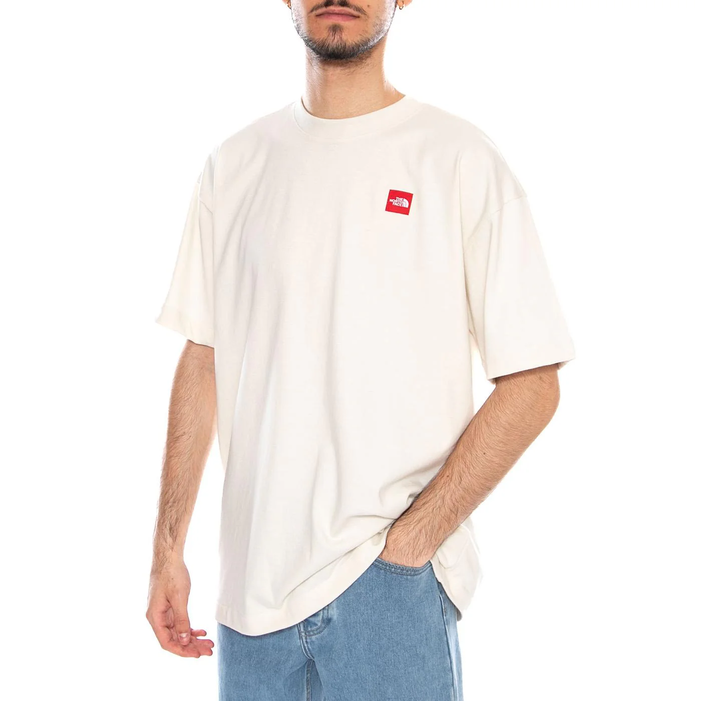 M TNF RB S/S Tee White Dune - Maglietta Girocollo Uomo Beige Uomo THE NORTH FACE