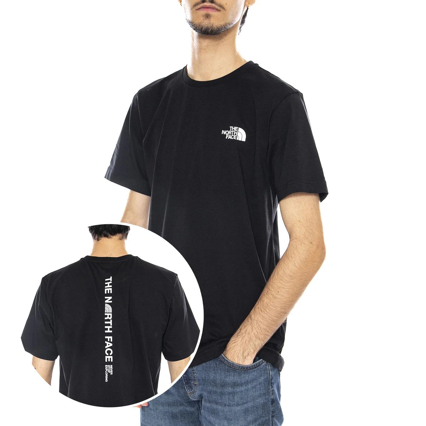 M Vertical Logo SS Tee Black - Maglietta Girocollo Uomo Nera Uomo THE NORTH FACE