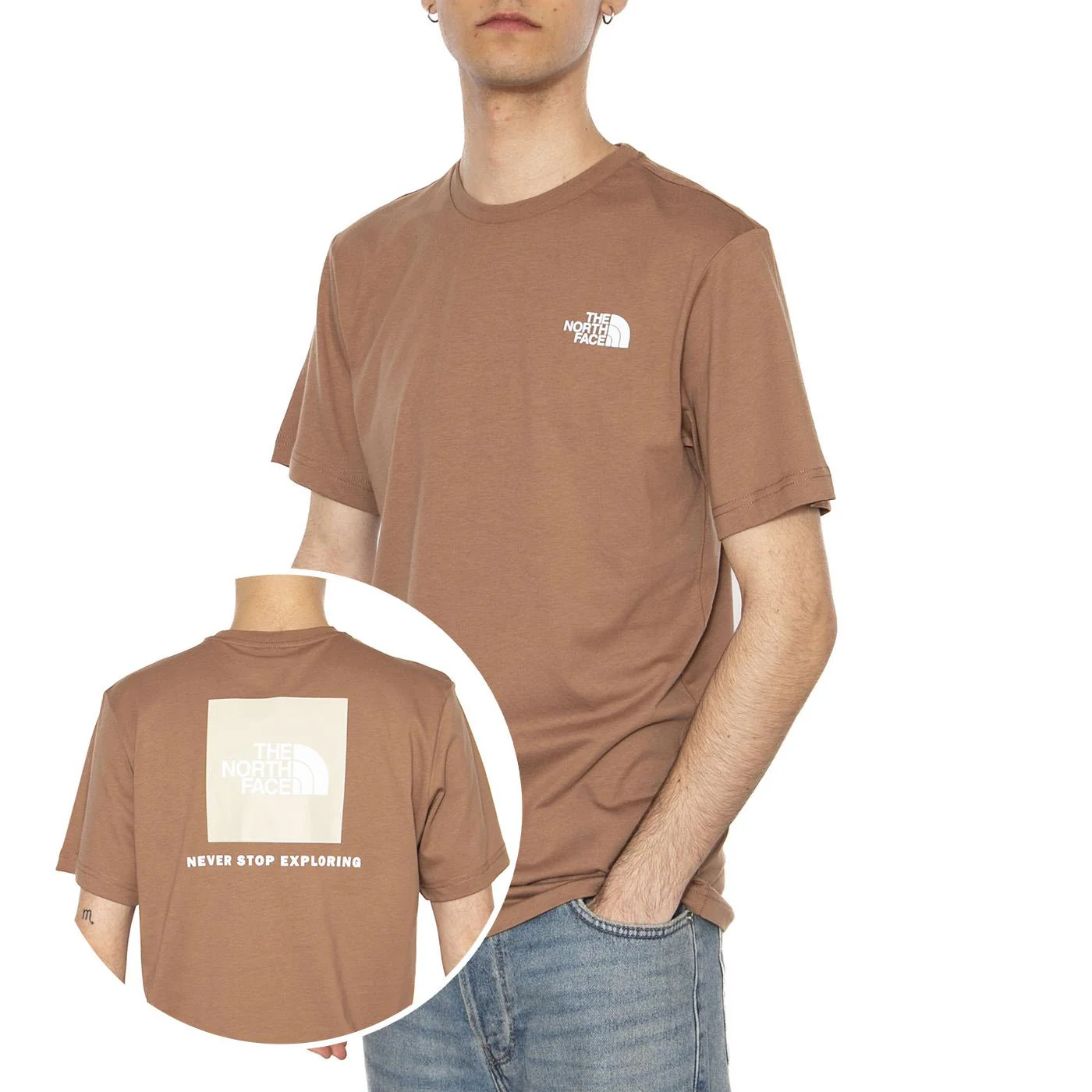 Men's S/S Box Nse Tee - Maglietta Girocollo Uomo Marrone Uomo THE NORTH FACE