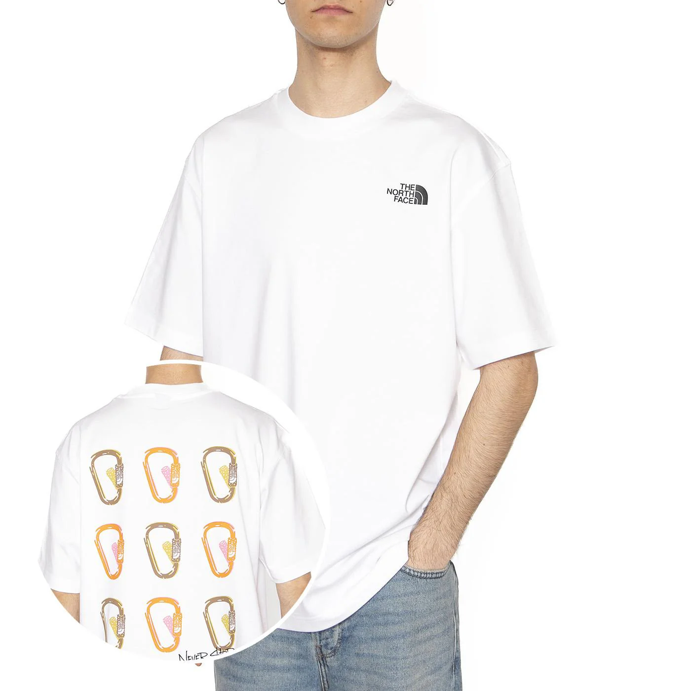 Unisex SS Nse Oversized Tee - Maglietta Girocollo Uomo Bianca Uomo THE NORTH FACE