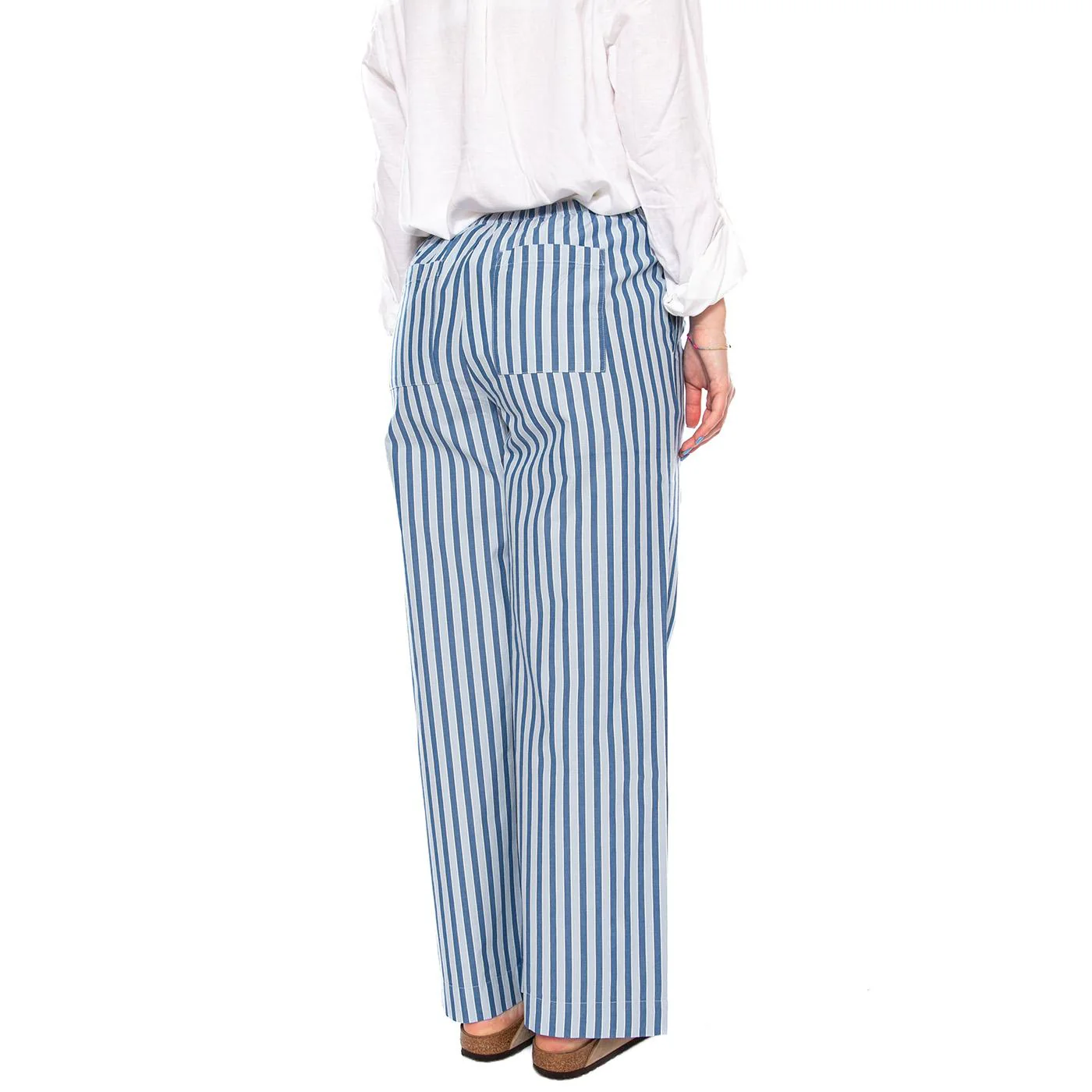 BEGUR STRIPES BRIGITTE PANTS BLUE - Pantaloni Larghi Donna Blu  Donna THINKING MU - Image 3
