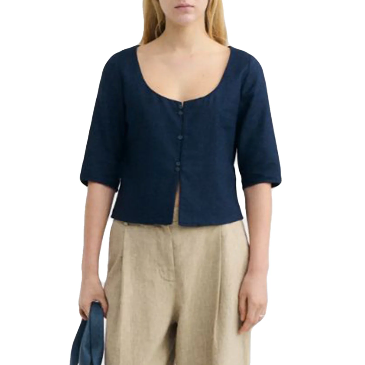 ELARA BLOUSE NAVY - Top Donna Blu  Donna THINKING MU