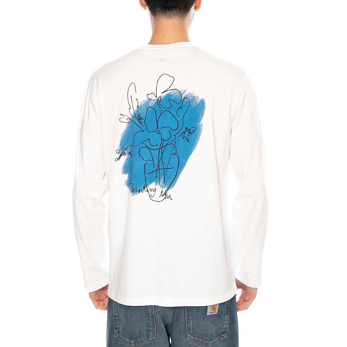 FLOWER POT BLUE EMILIO R TEE WHITE - Maglietta Girocollo Maniche Lunghe Uomo Bianca Uomo THINKING MU - Image 3