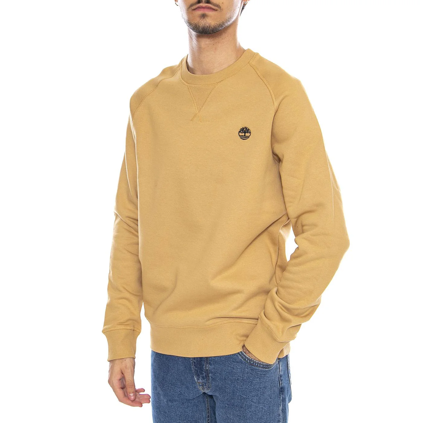 Exeter River Brushed Back Crew Sweatshirt Beige - Felpa Girocollo Uomo Beige  Uomo TIMBERLAND
