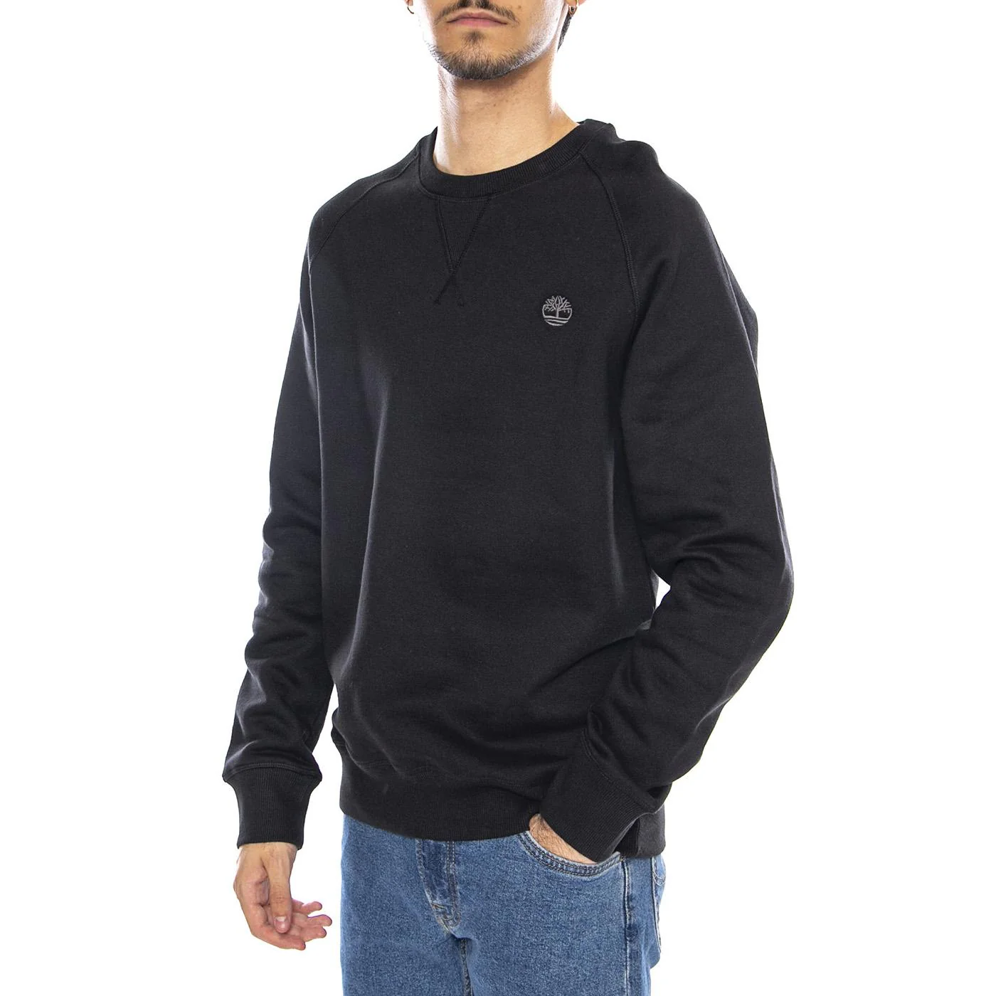 Exeter River Brushed Back Crew Sweatshirt Black - Felpa Girocollo Uomo Nera Uomo TIMBERLAND