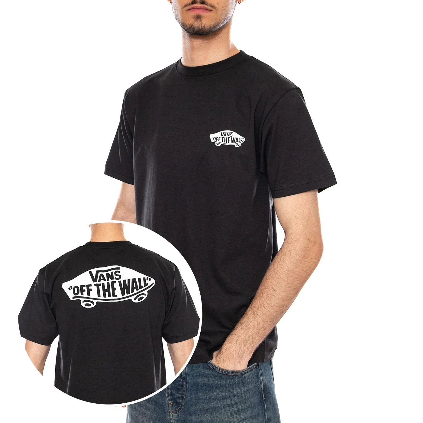 DOUBLE STANDARD SS TEE BLACK / WHITE - Maglietta Girocollo Uomo Nera Uomo VANS
