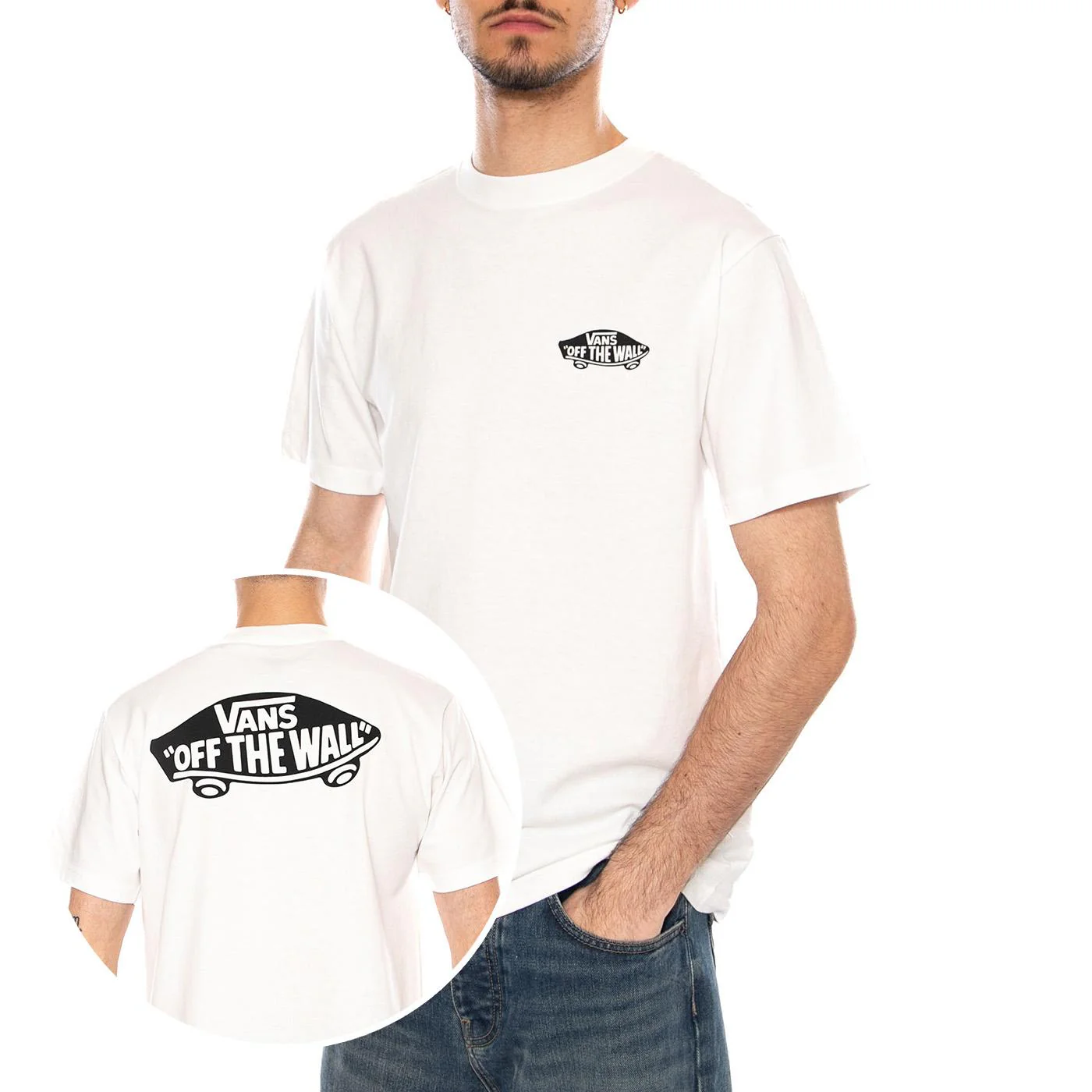 DOUBLE STANDARD SS TEE WHITE / BLACK - Maglietta Girocollo Uomo Bianca Uomo VANS