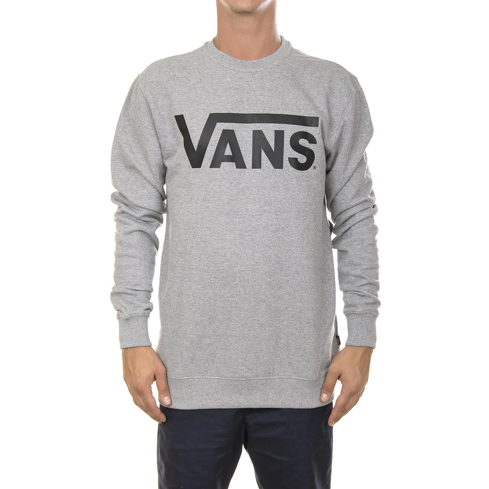 Mn Vans Classic Crew-Neck Sweatshirt - Concrete Heather - Felpa Girocollo Uomo Grigia Uomo VANS