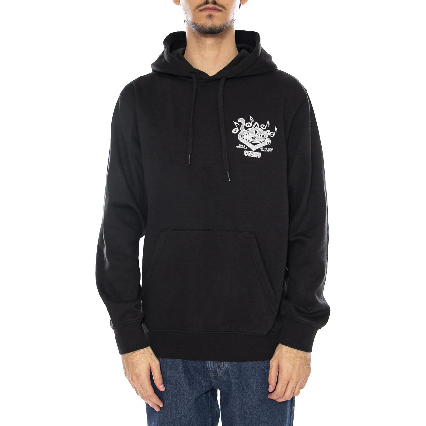 Scratched Records Pullover Hoodie Black - Felpa con Cappuccio Uomo Nera Uomo VANS - Image 2