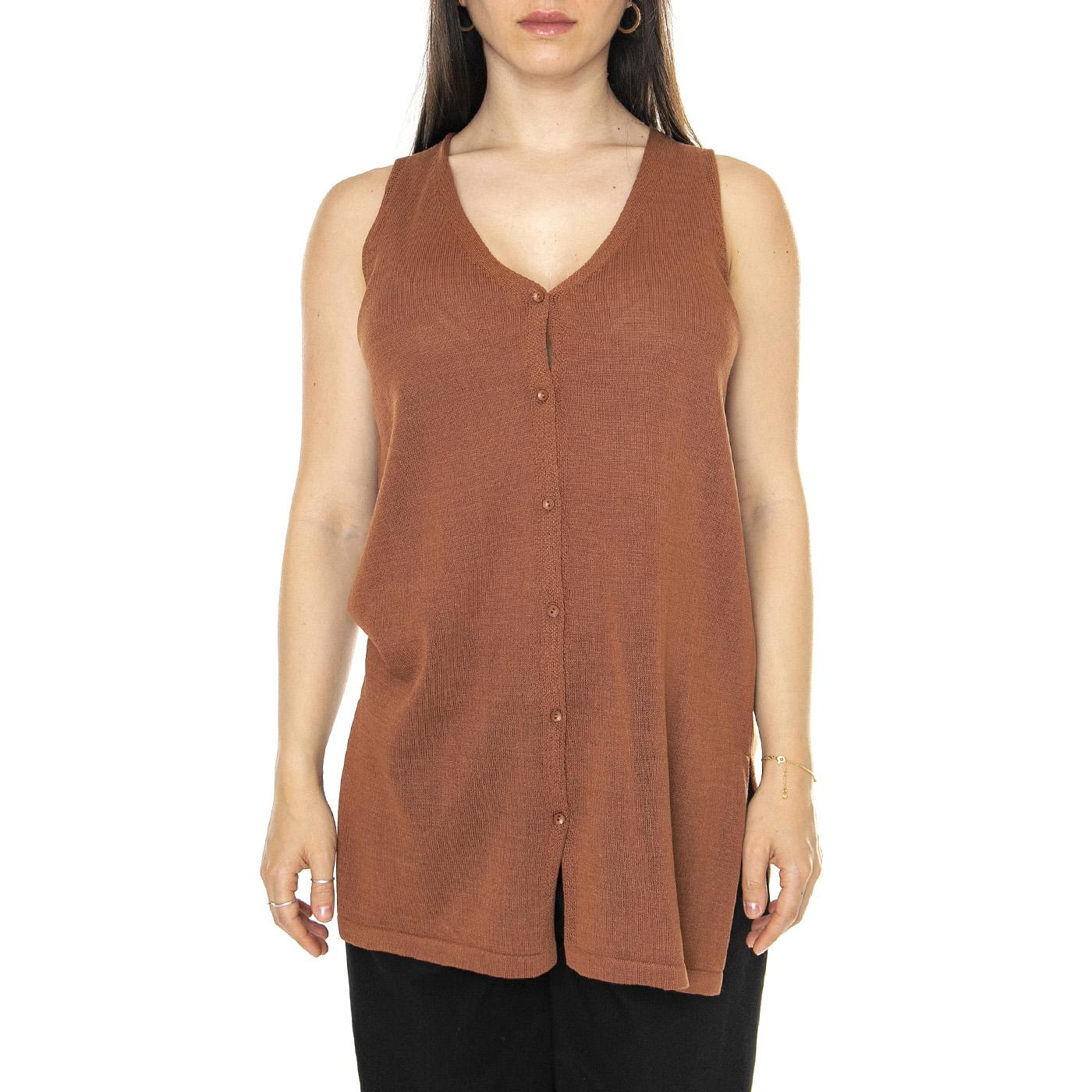 Cárdigan punto tipo chaleco marrón Brown - Cardigan Donna Marrone Donna WILD PONY - Image 2