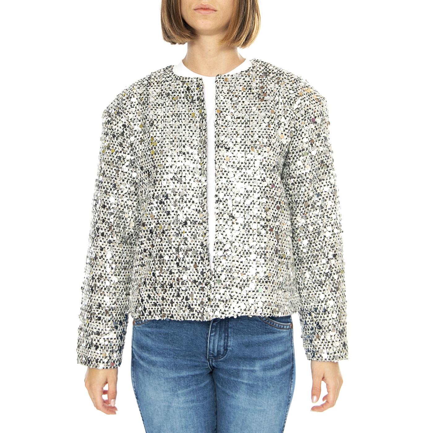 Chaqueta Tweed con Lentejuelas Plateada - Giacca Donna Argento Donna WILD PONY - Image 2