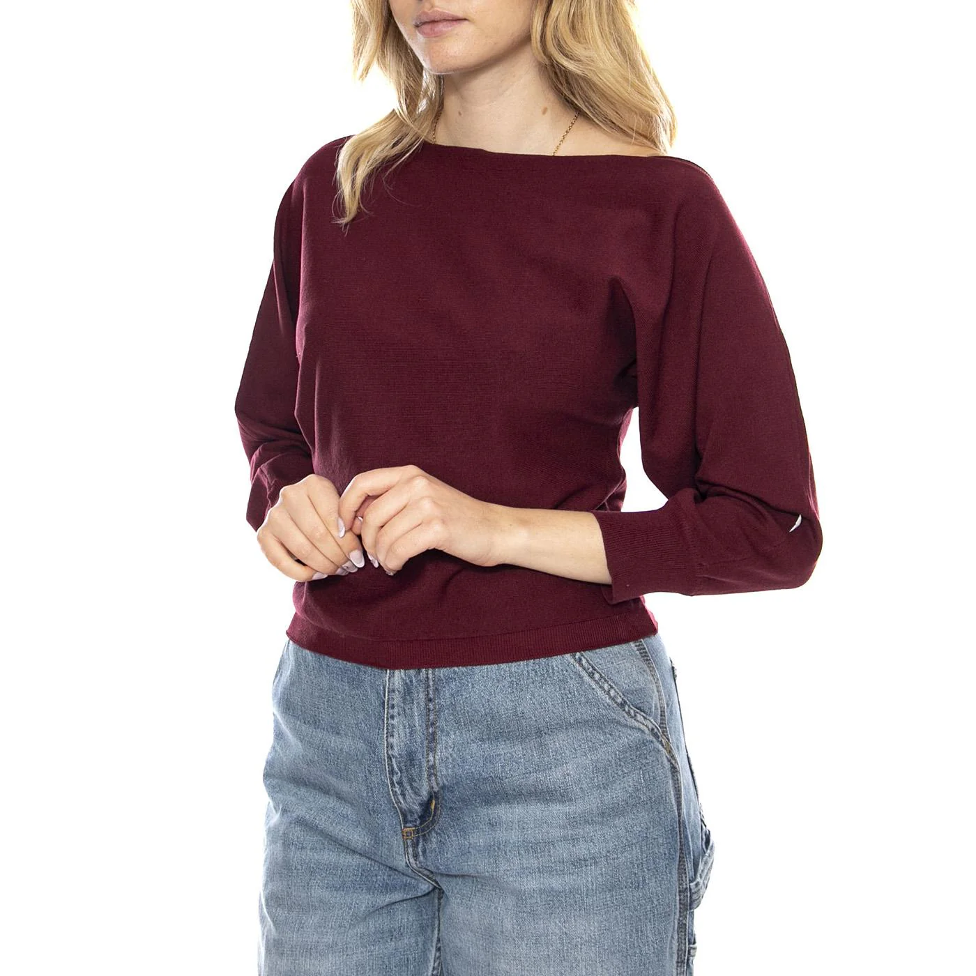 Jersey Corte Asimmetrico Burgundy -- Top Donna Bordeaux Donna WILD PONY