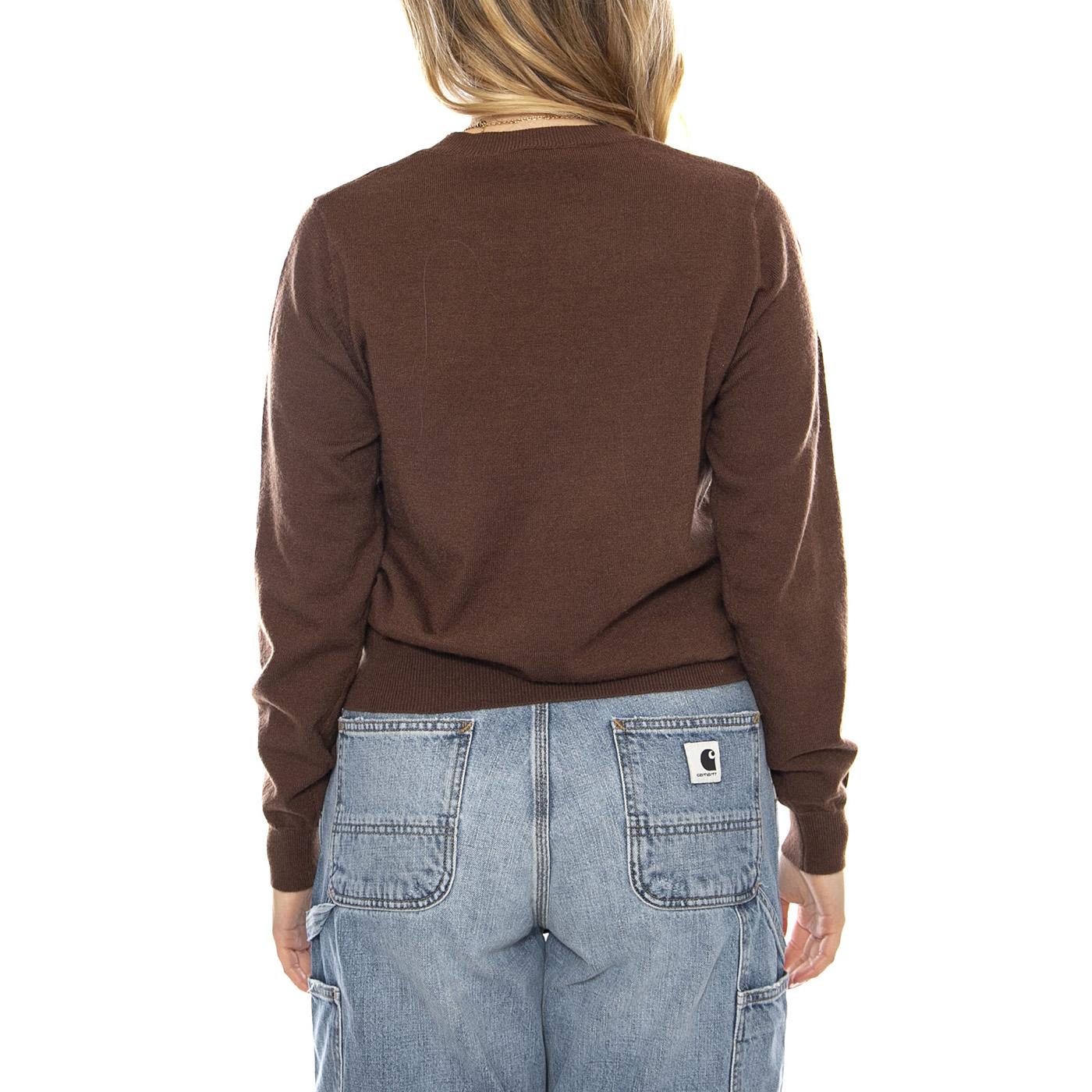 Jersey Punto con Aplique Joya -- Maglione Donna Marrone  Donna WILD PONY - Image 3