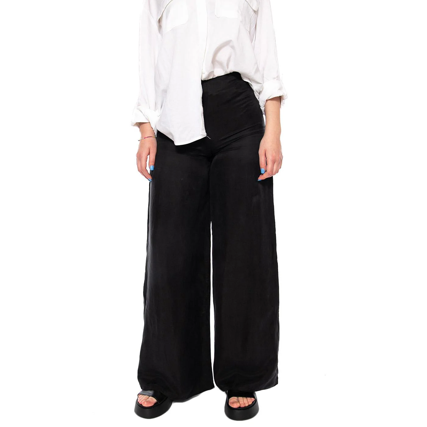 PANTALÓN FLUIDO NEGRO - Pantaloni Larghi Donna Neri Donna WILD PONY