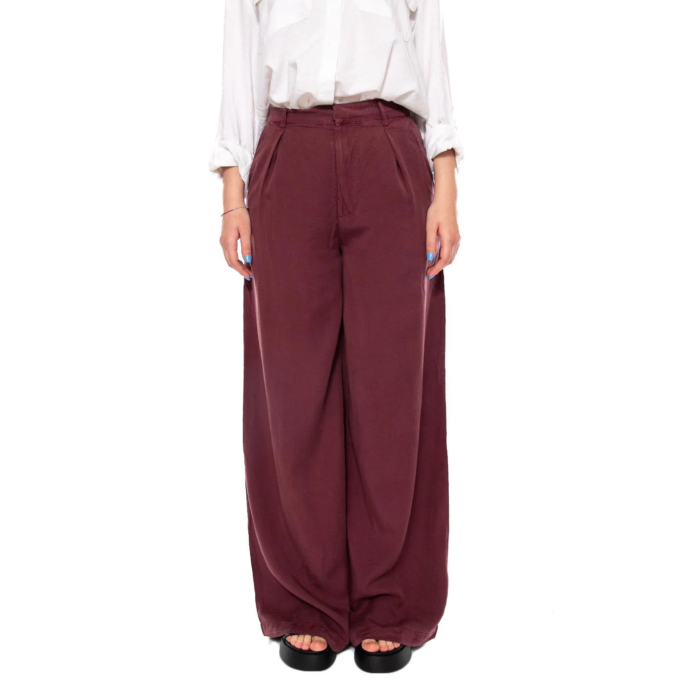 PANTALÓN WIDE LEG MARRÓN - Pantaloni Larghi Donna Marroni  Donna WILD PONY - Image 2