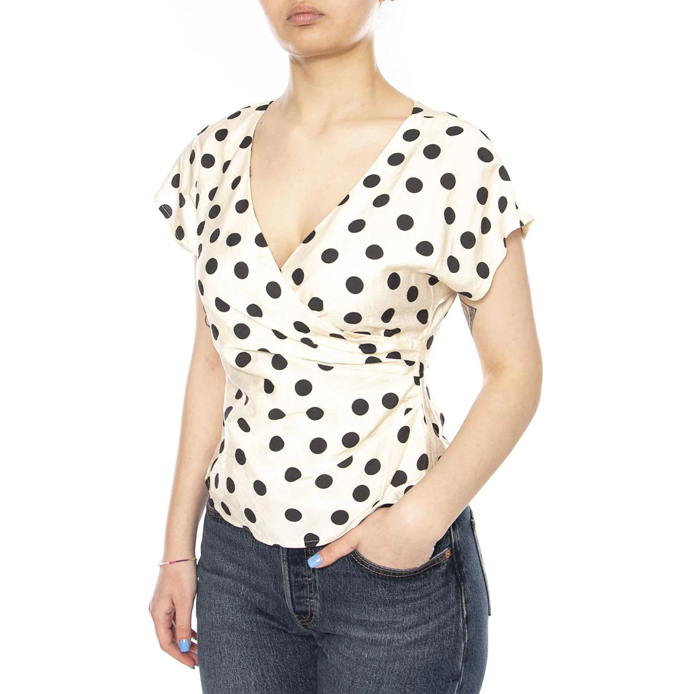 TOP CON ESTAMPADO PUNTO BLANCO Y NEGRO POLKA - Top Donna Pois Bianco Donna WILD PONY