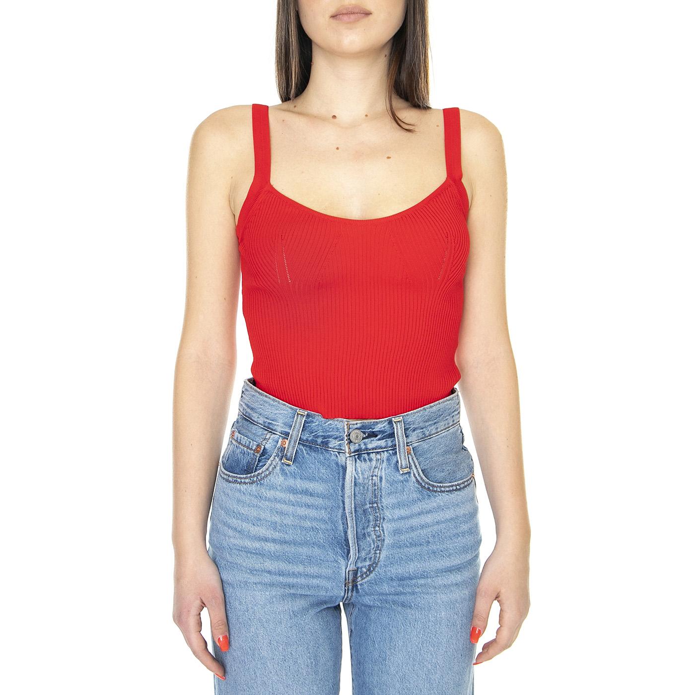 Top de Tirantes en Canalé Rojo - Canotta Donna Rossa Donna WILD PONY - Image 2