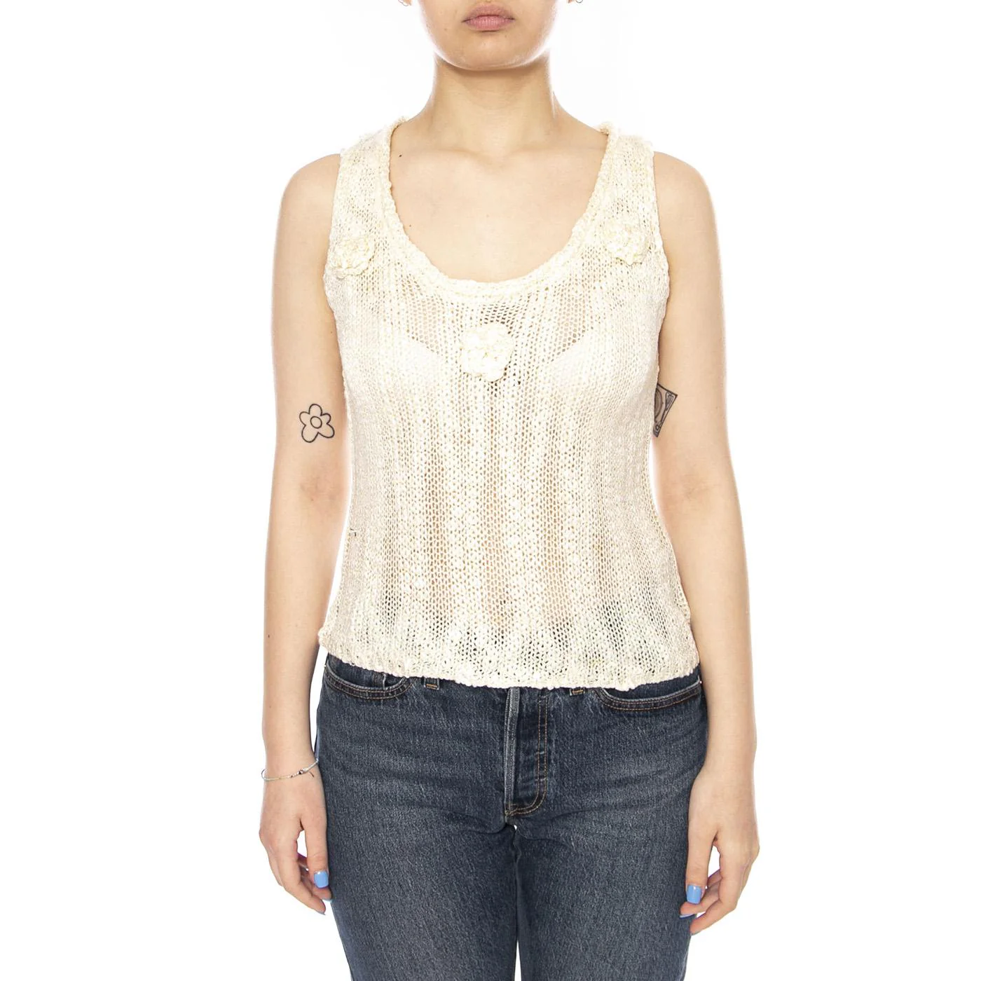 TOP PUNTO CALADO BEIGE - Canotta Donna Beige Donna WILD PONY - Image 2