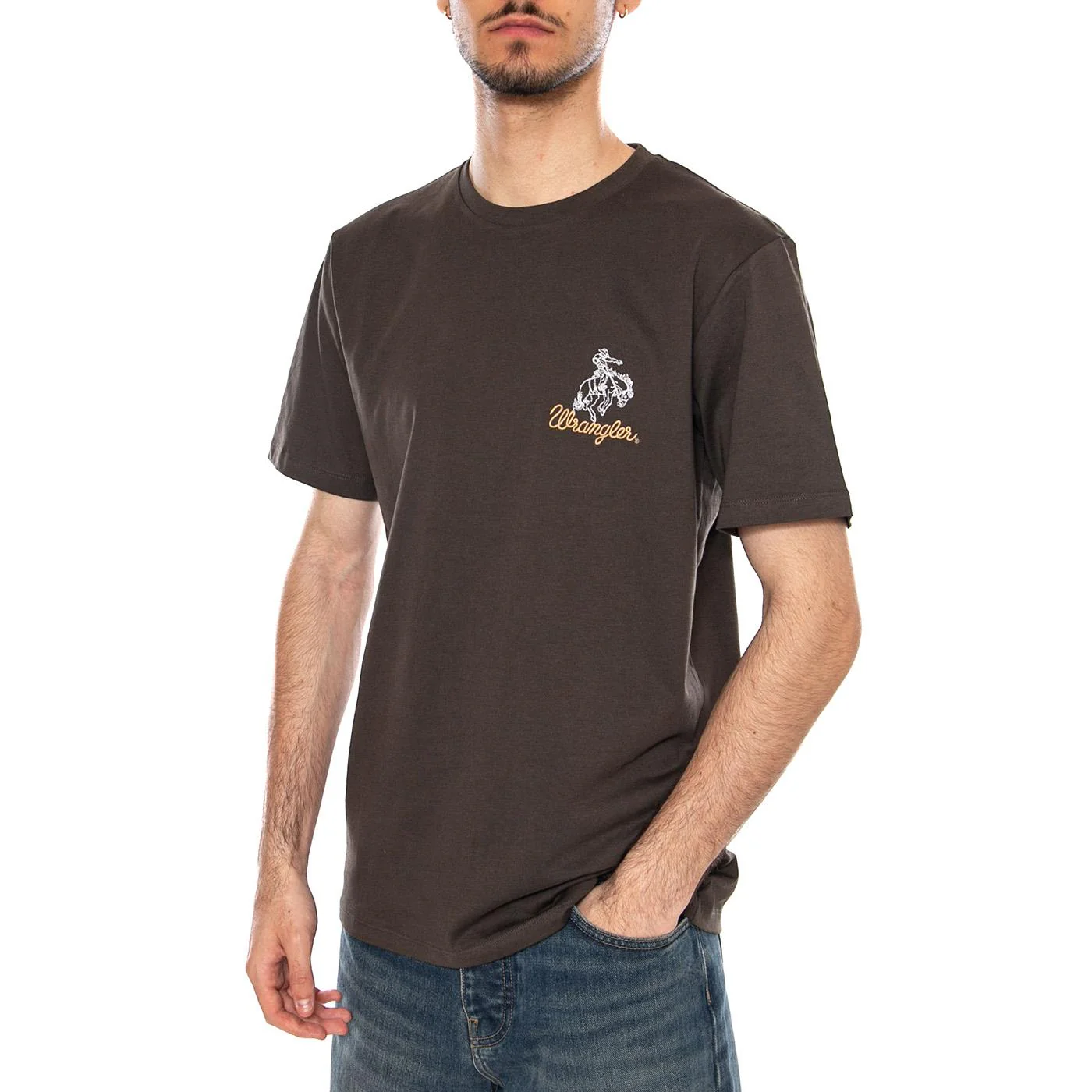 EMBROIDERY TEE WREN BROWN - Maglietta Girocollo Uomo Marrone  Uomo WRANGLER