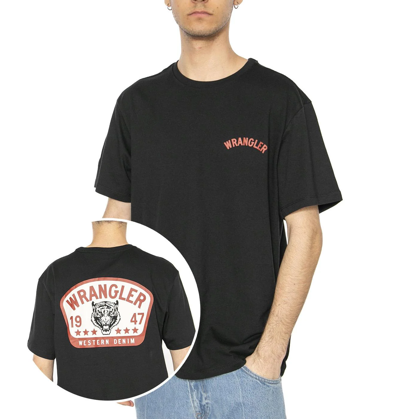 Graphic Tee Black - Maglietta Girocollo Uomo Nera Uomo WRANGLER