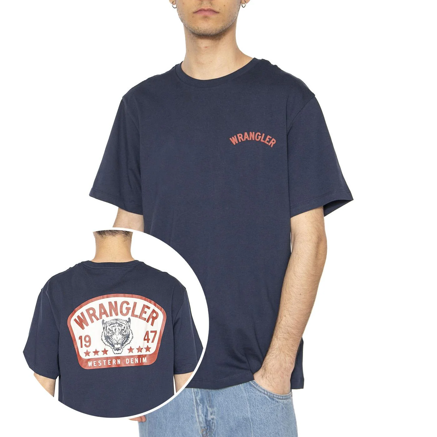 Graphic Tee Navy - Maglietta Girocollo Uomo Blu Uomo WRANGLER