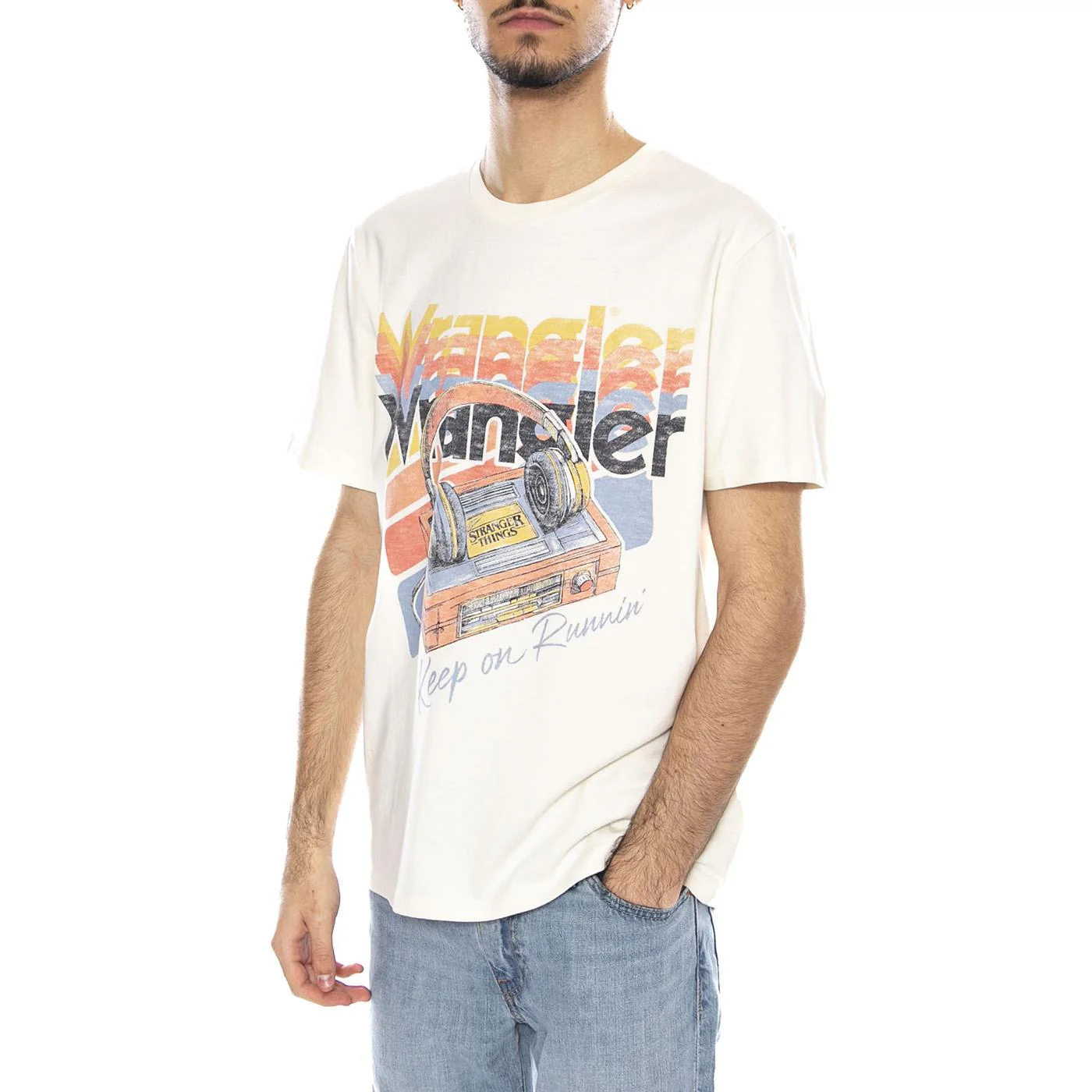 Keep On Runnin Tee Marshmallo W - Maglietta Girocollo Uomo Beige  Uomo WRANGLER