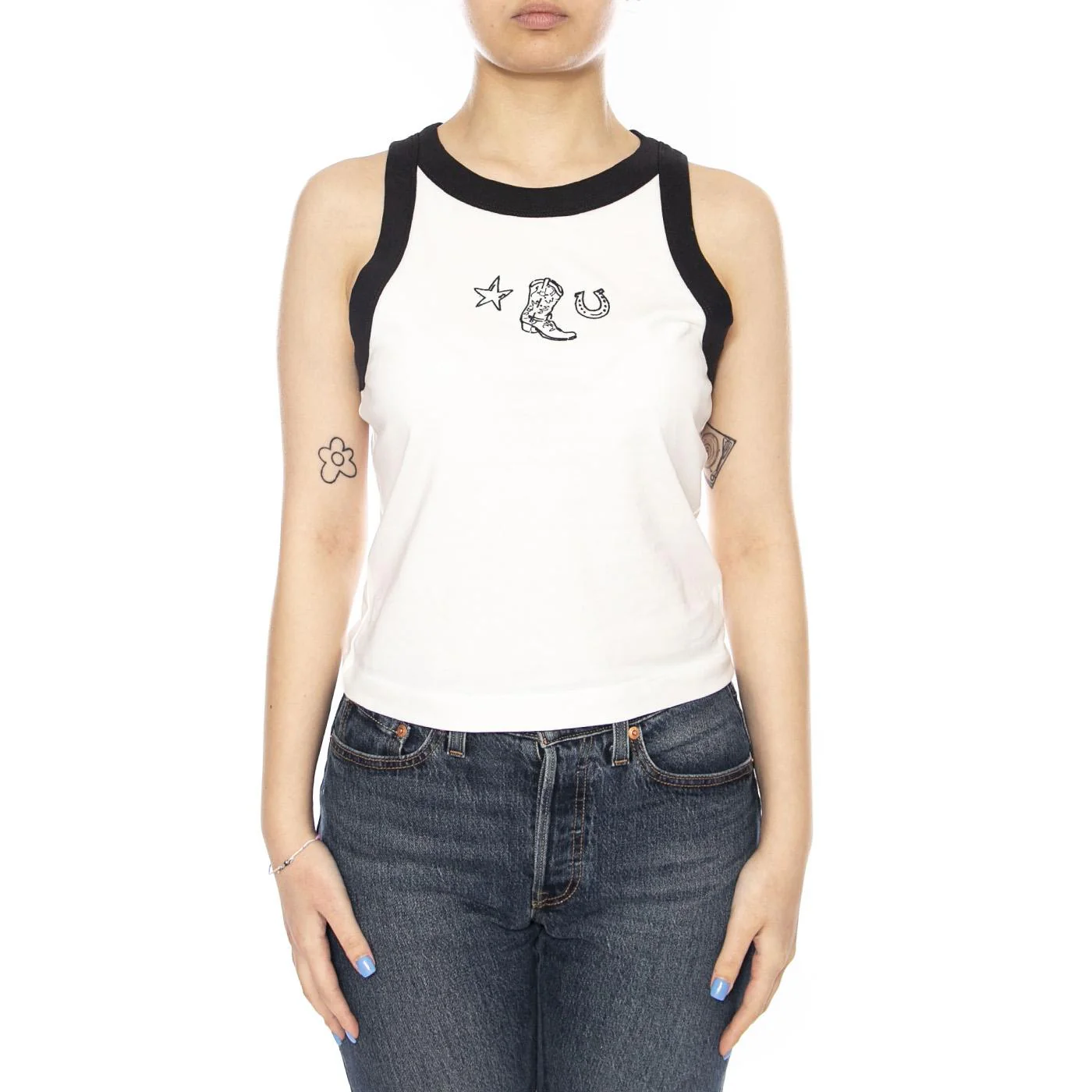 RINGER TANK WORN WHITE - Canotta Donna Bianca Donna WRANGLER - Image 2