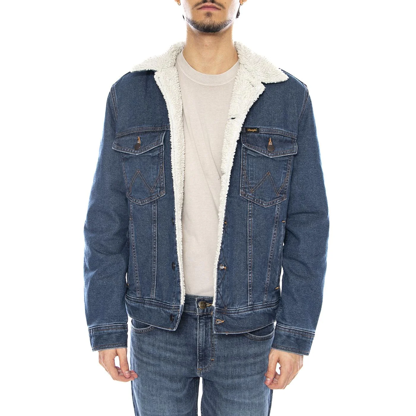 Sherpa Classic Jacket - Mid Stone Wrangler - Giacca Denim Jeans Uomo Blu  Uomo WRANGLER - Image 2