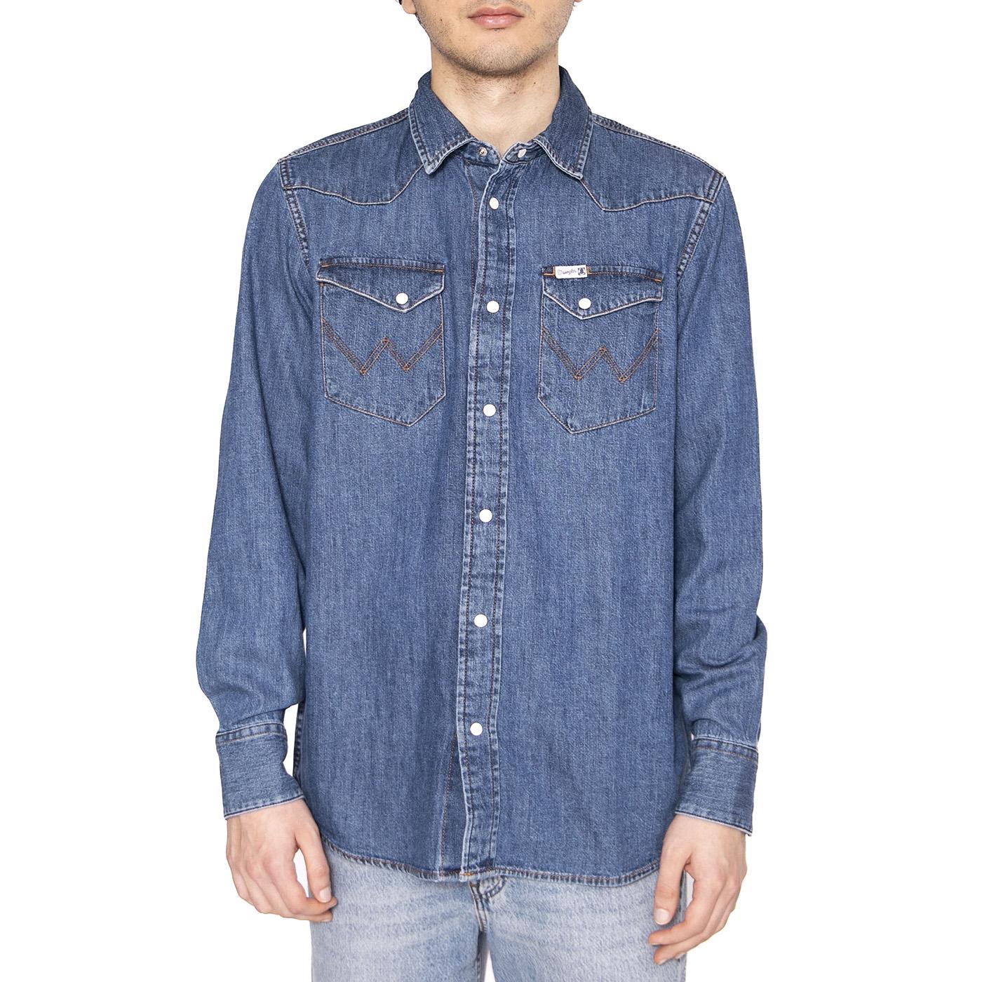 Shirt 2 Years Denim Blue - Camicia Uomo Denim Jeans Blu Uomo WRANGLER - Image 2