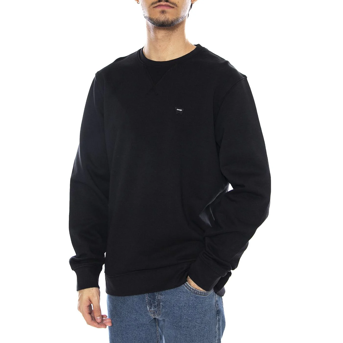Sign Off Crew Black - Felpa Girocollo Uomo Nera Uomo WRANGLER