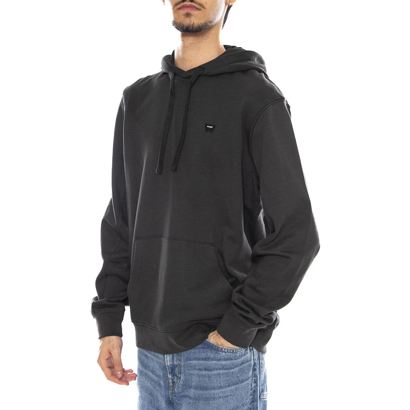 Sign Off Hoodie Faded Black - Felpa con Cappuccio Uomo Nera Uomo WRANGLER