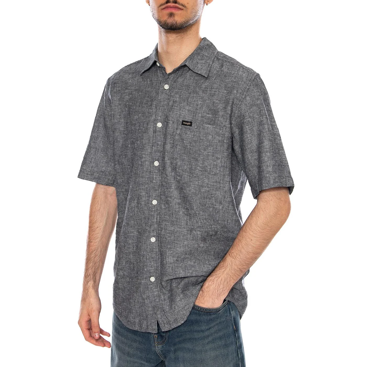 SS 1 PKT SHIRT DARK NAVY - Camicia Maniche Corte Uomo Blu Scuro  Uomo WRANGLER