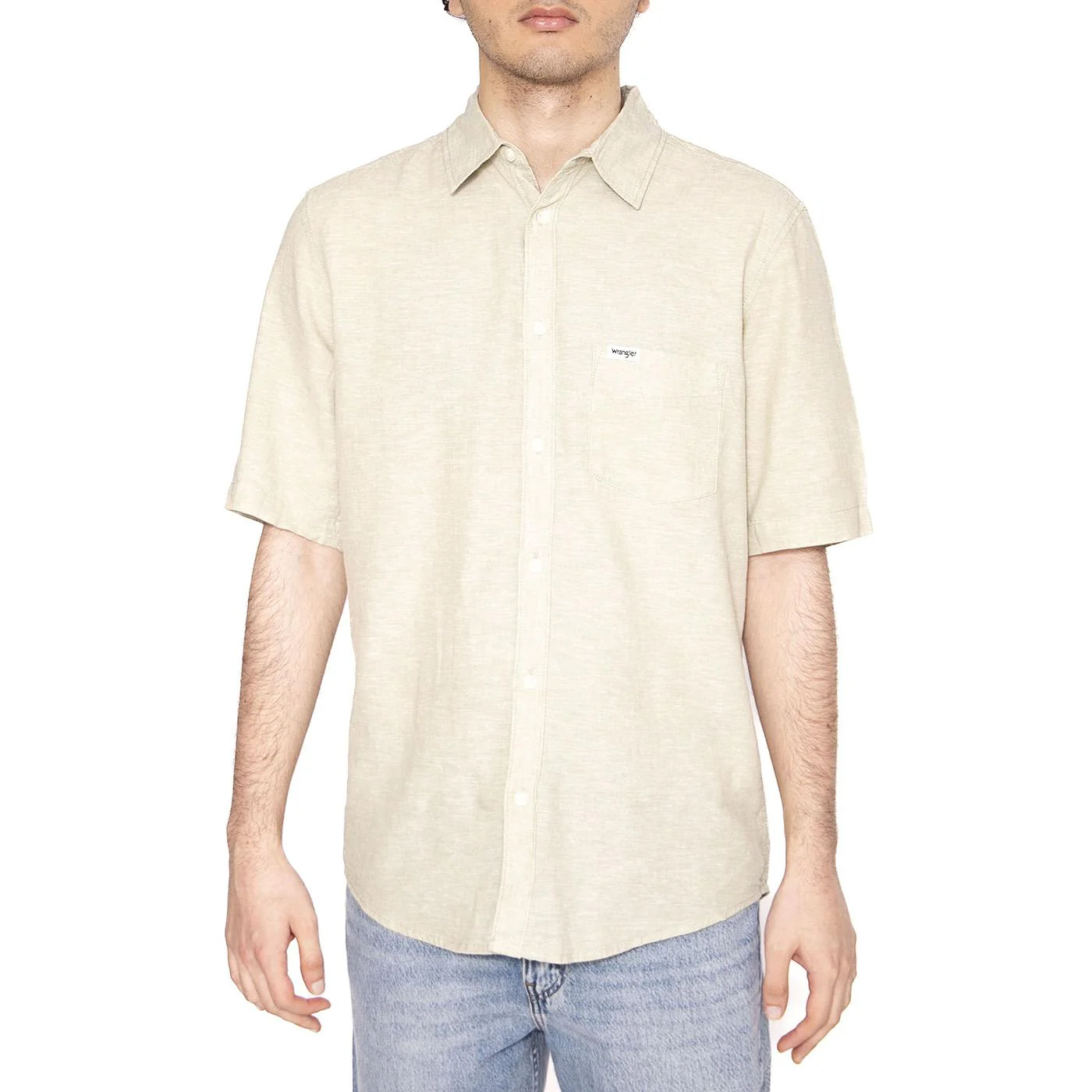 SS Shirt Ecru - Camicia Maniche Corte Uomo Verde  Uomo WRANGLER - Image 2