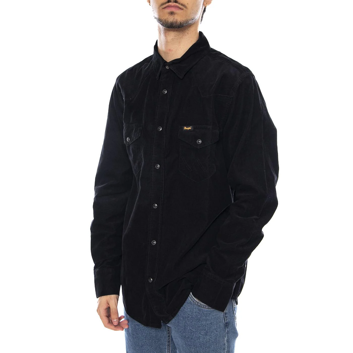 Western Cord Shirt Black - Camcicia in Velluto a Coste Uomo Nera Uomo WRANGLER